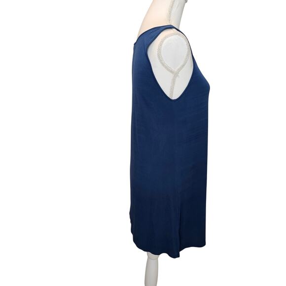 Eileen Fisher Silk Scoop Neck Blue Slip Tunic Tank Dress 30" Length Size Small - Picture 3 of 11